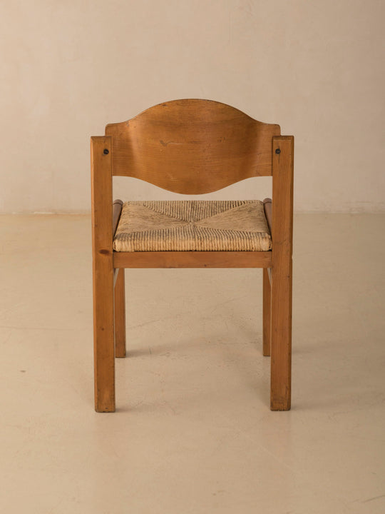 Set of 4 ash and raffia chairs Italy from the 50s