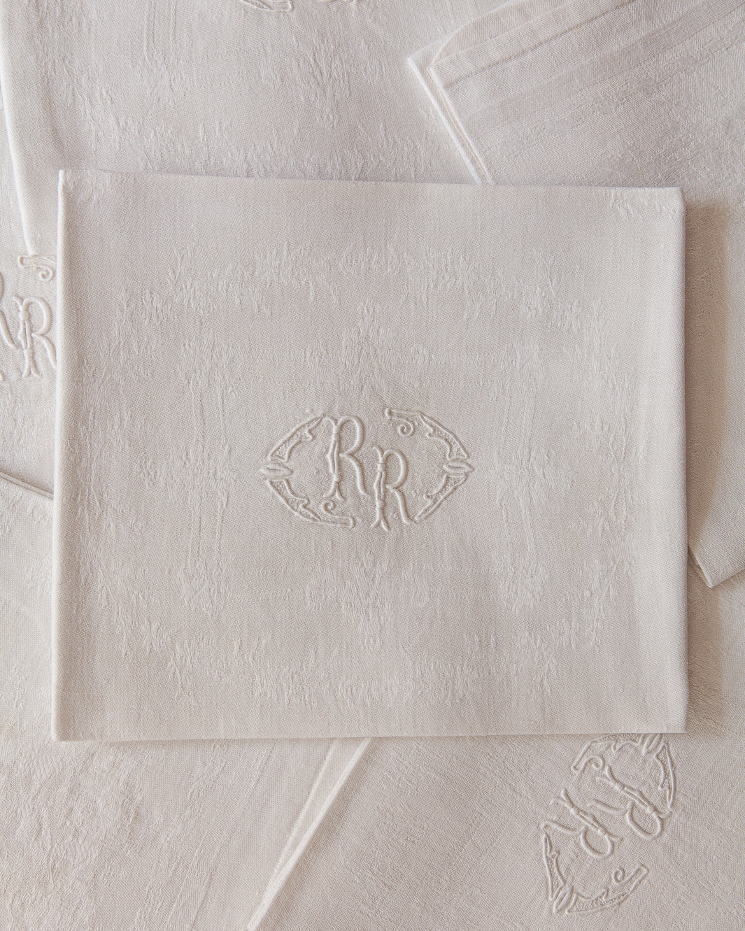 Set of 4 "RR" White Damask Napkins