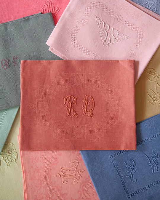 Set of 10 Multicolor Damask Napkins