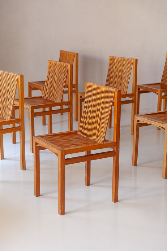Suite de 6 chaises françaises en feuille de châtaignier, 1960