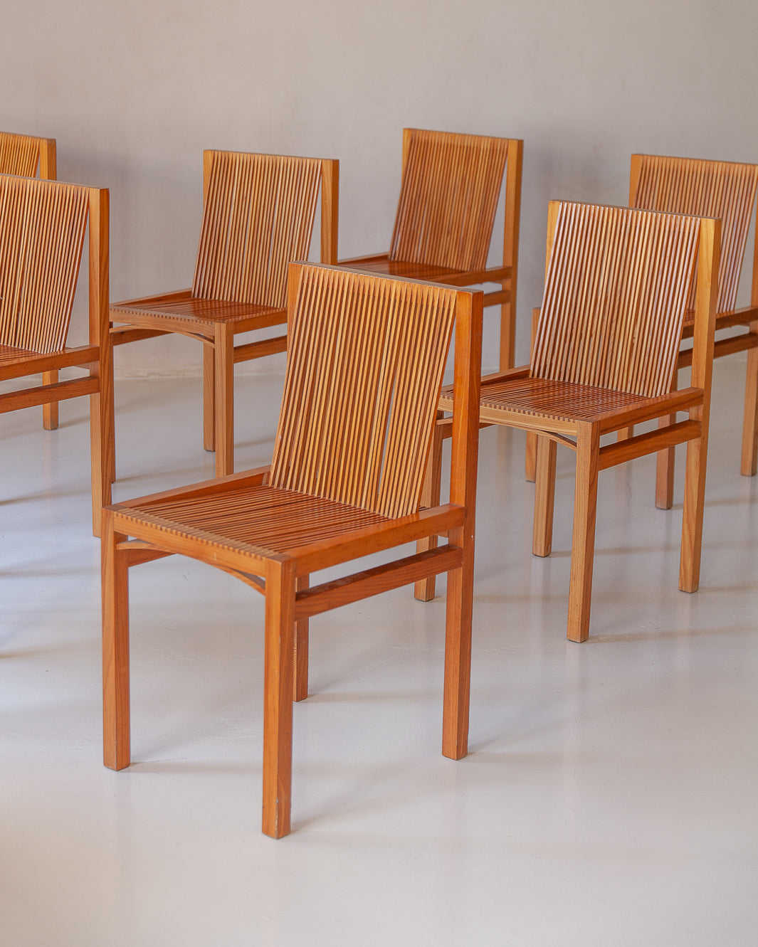Suite of 6 chaises françaises en feuille de châtaignier, 1960