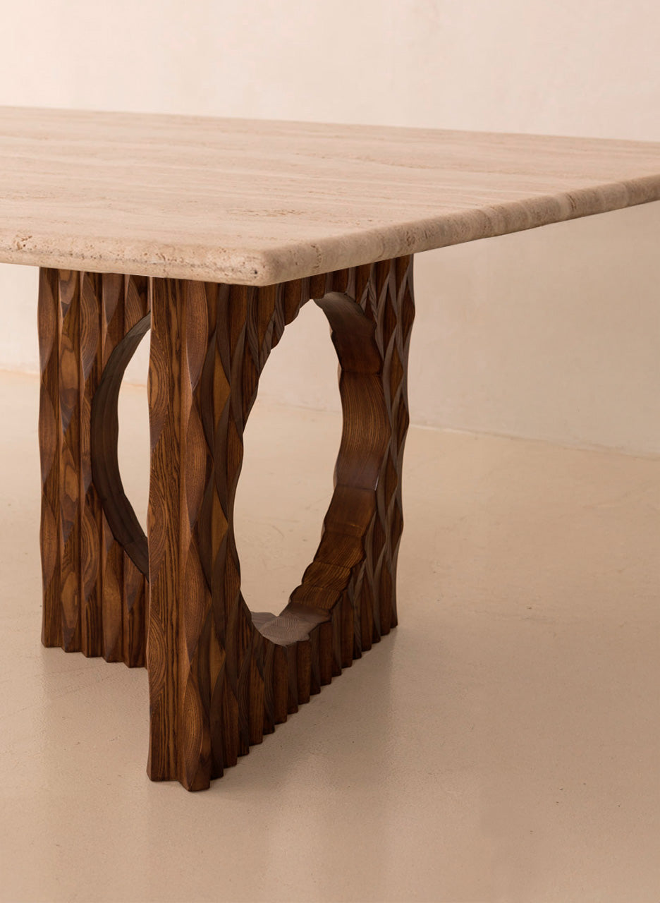 Travertine dining table 220x114cm