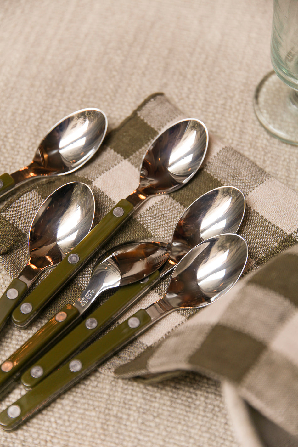 Set of 6 Bistrot Saber Paris green spoons
