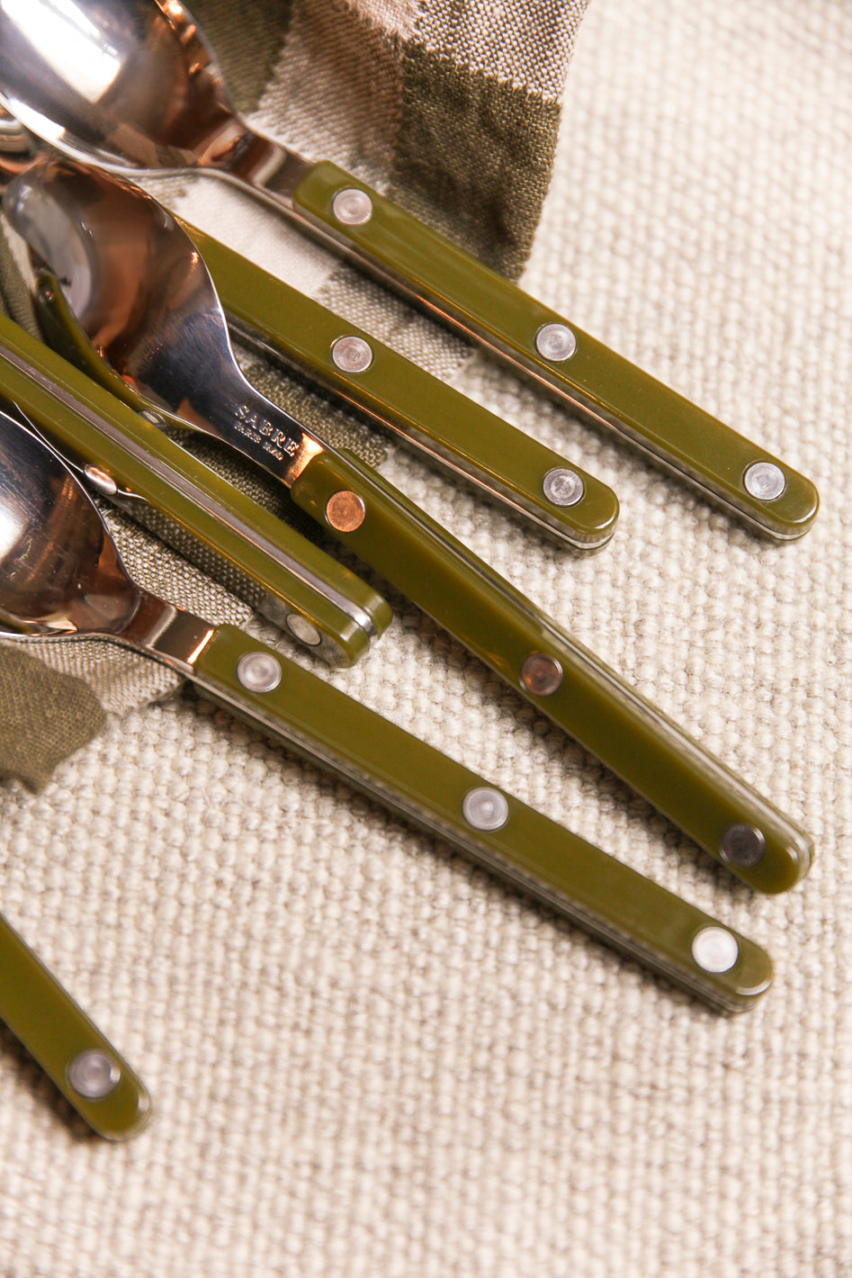 Set of 6 Bistrot Saber Paris green spoons