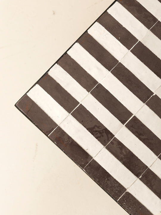 Mesa de centro Zellige rayas negras y blancas 120x80x42cm