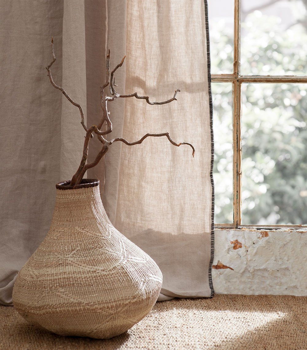 Sand colored linen curtain