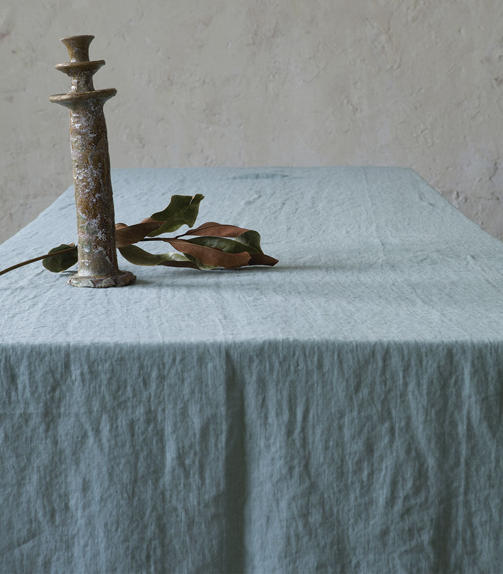 Celadon washed linen tablecloth 170x300cm