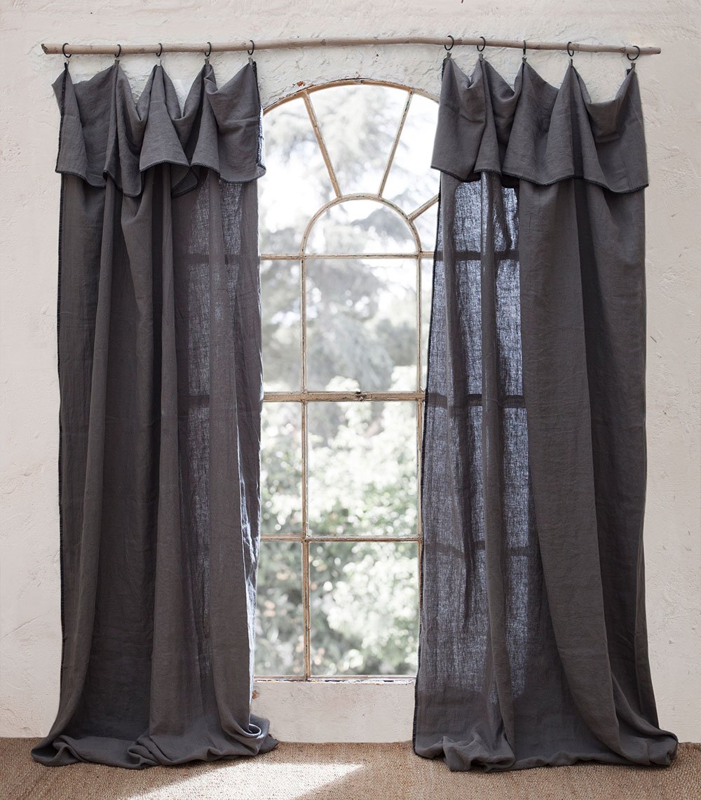 Gray linen curtain