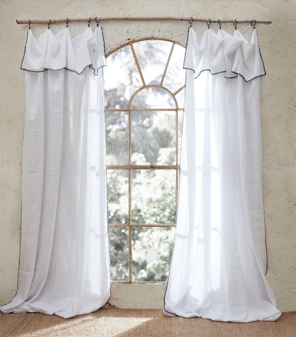 White linen curtain