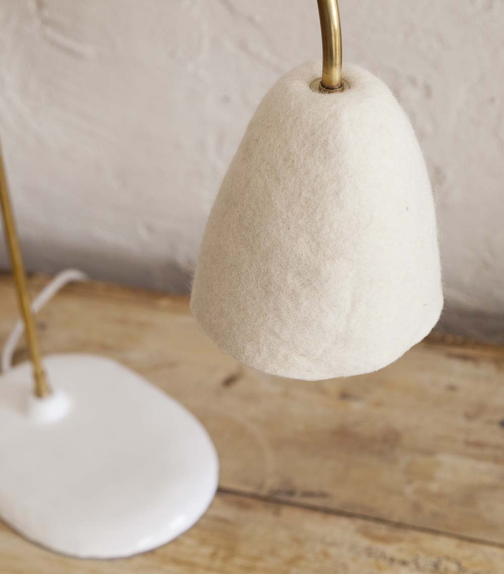 Brass and felt table lamp