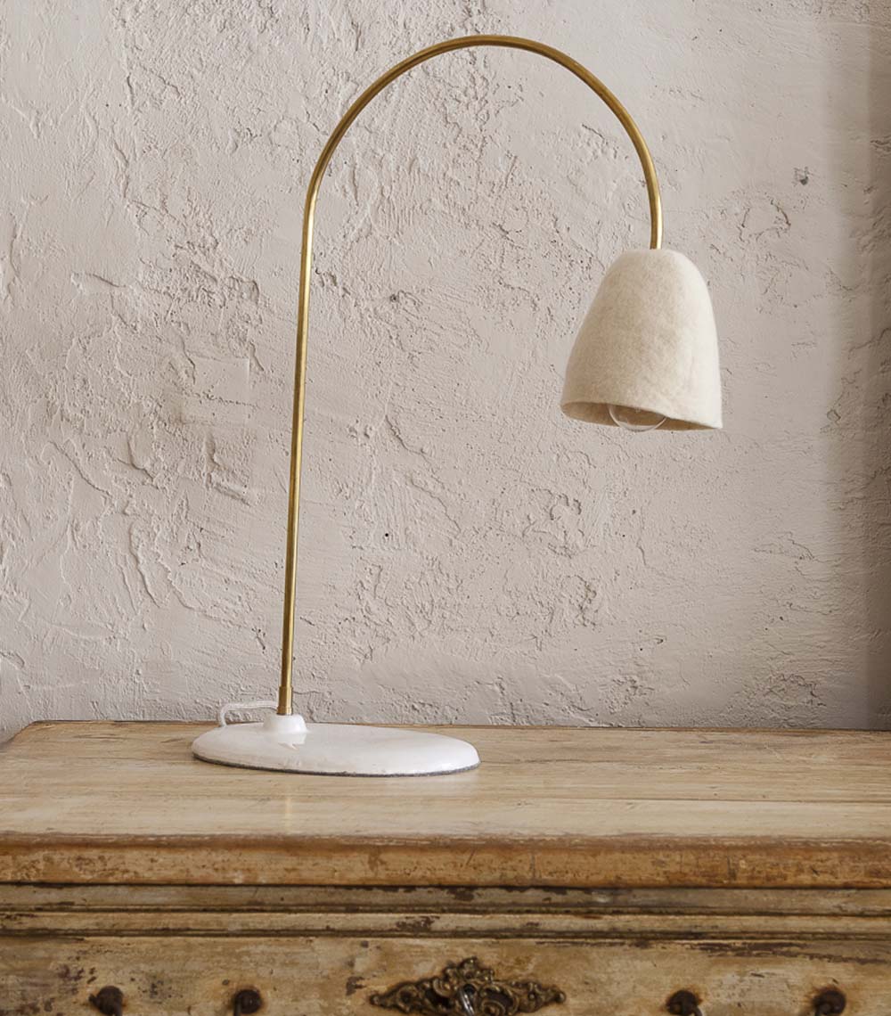 Brass and felt table lamp