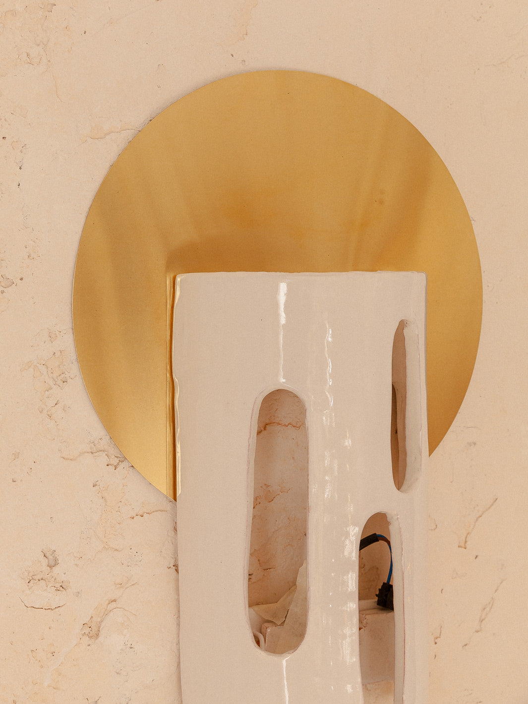 Ceramic and brass wall light