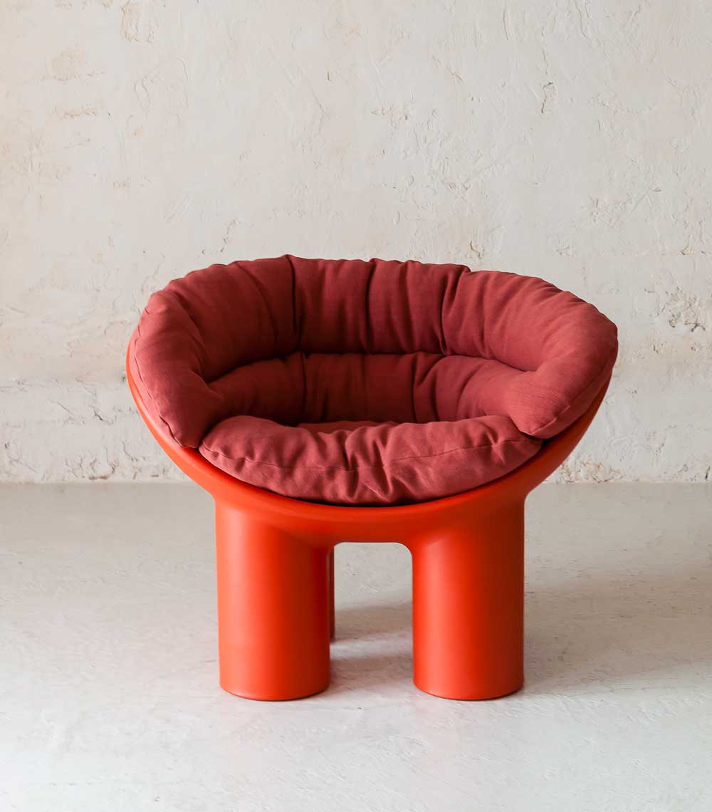 Roly Poly armchair by Faye Toogood red