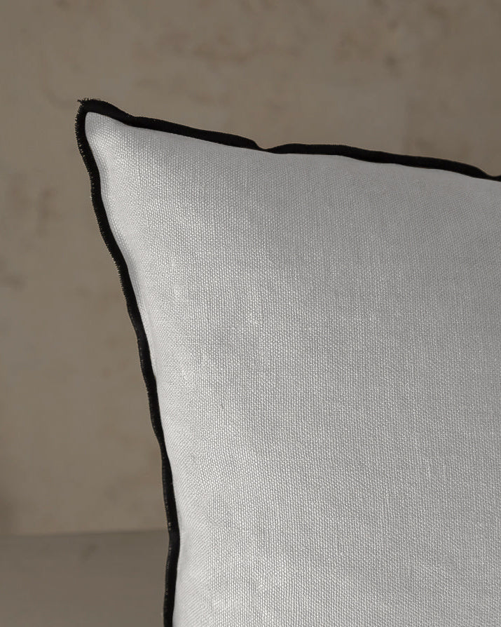 Maison de Vacances black vivid white linen cushion 40x60cm