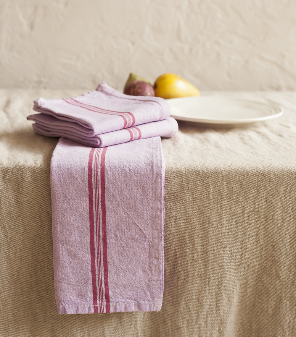 French cotton tea towel from the 40s, lavender