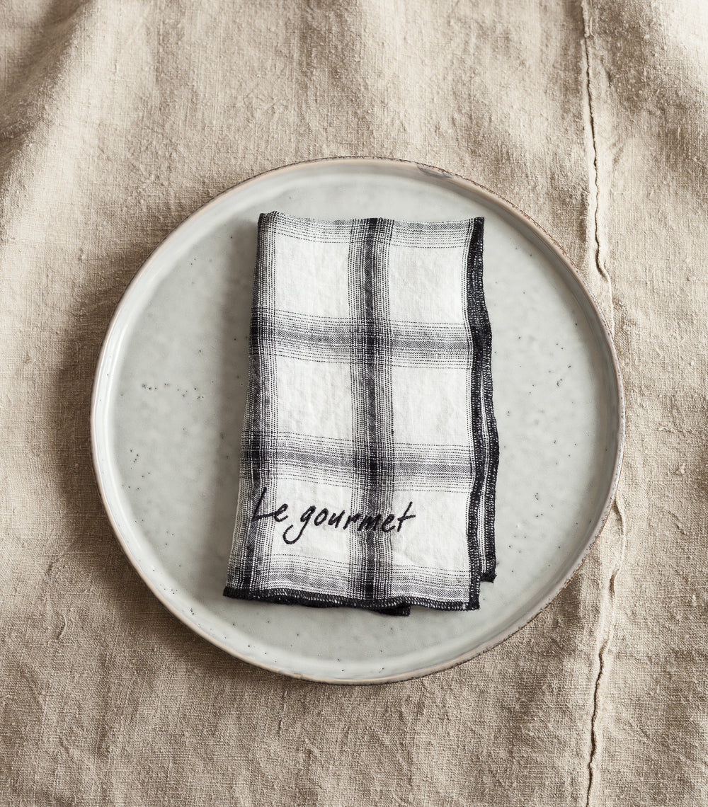 Set de 4 serviettes blanches "Le gourmet"