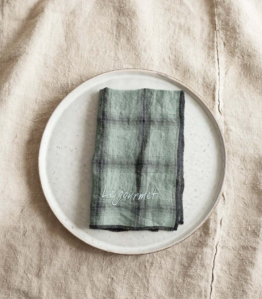 Juego de 4 servilletas "Le gourmet" verdes