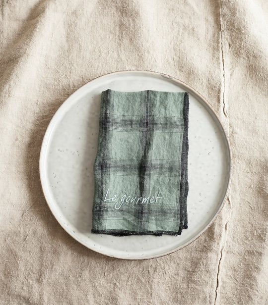 Juego de 4 servilletas "Le gourmet" verdes