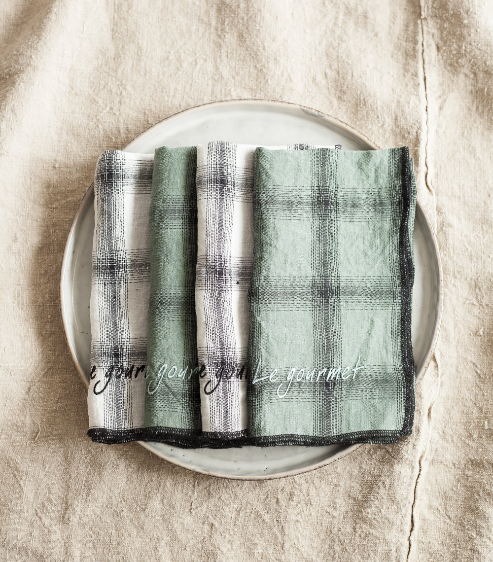 Juego de 4 servilletas "Le gourmet" verdes