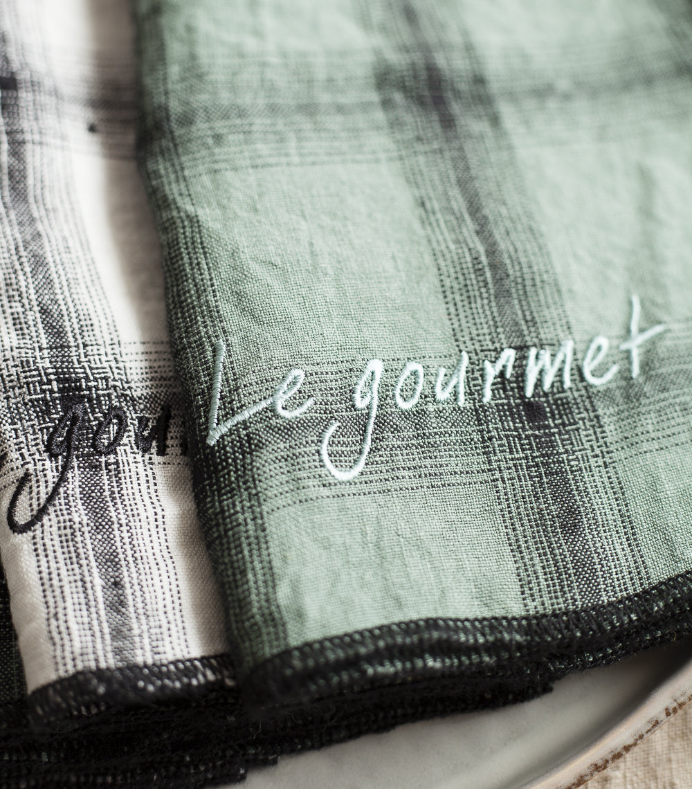 Set de 4 serviettes blanches "Le gourmet"