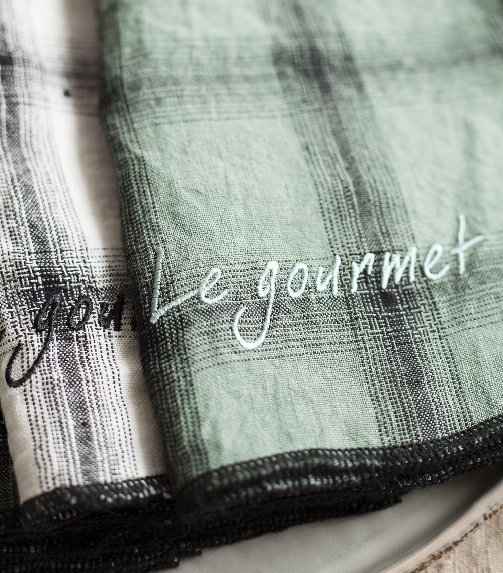 Set of 4 white "Le gourmet" napkins