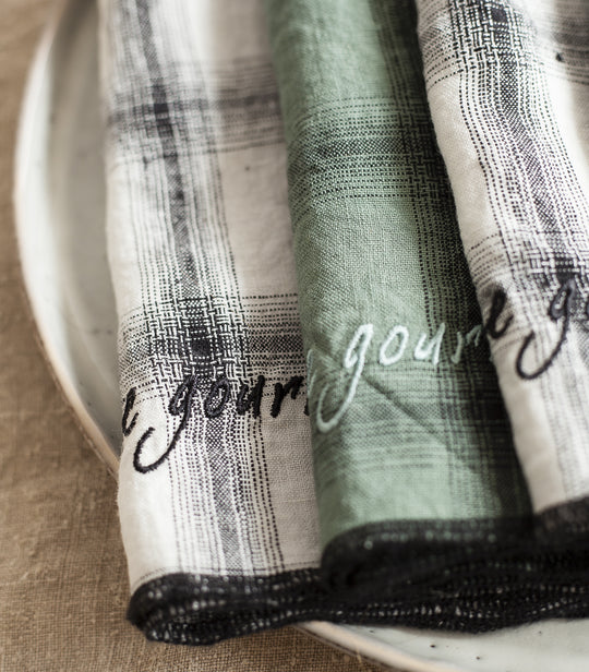 Juego de 4 servilletas "Le gourmet" verdes