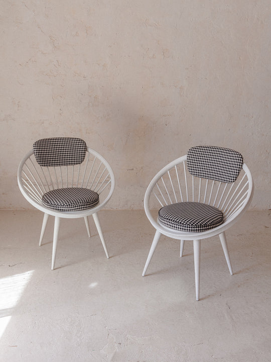 Pair of 50s Houndstooth Circle Armchairs