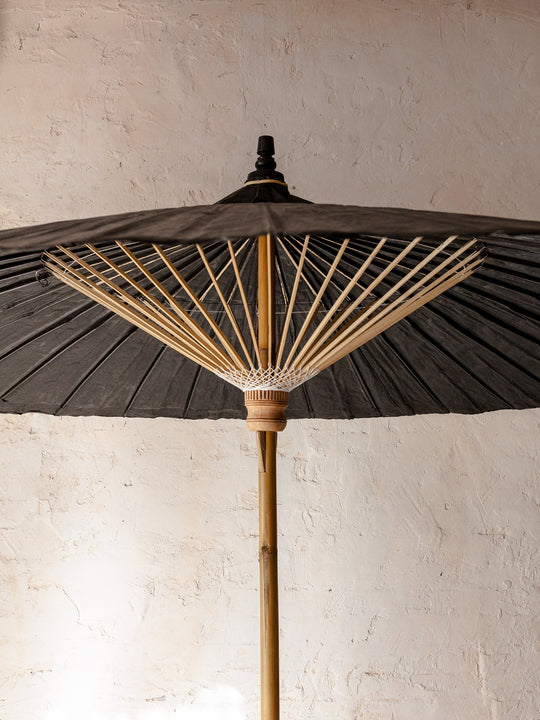 Parasol en bambou imperméable et noir sans pied