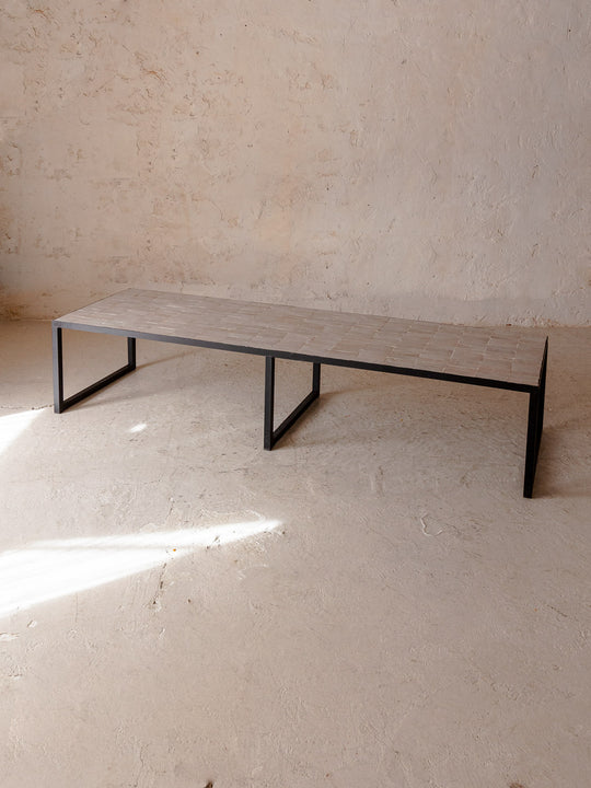 Table base Zellige beige 180x50cm