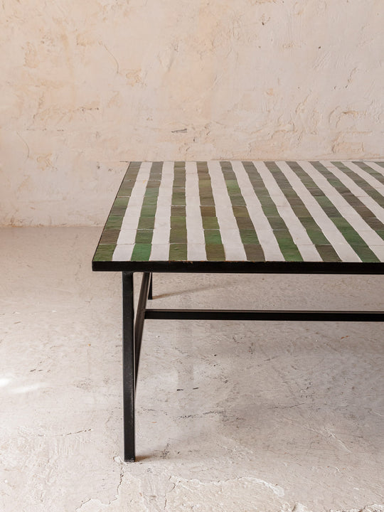 Green and white Zellige coffee table 100x100cm