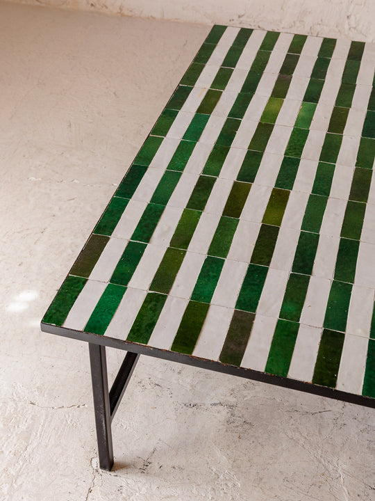 Table basse Zellige vert et blanc 100x100cm