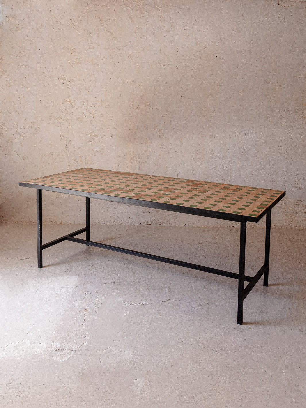 Zellige terracotta and green dining table 200x90cm