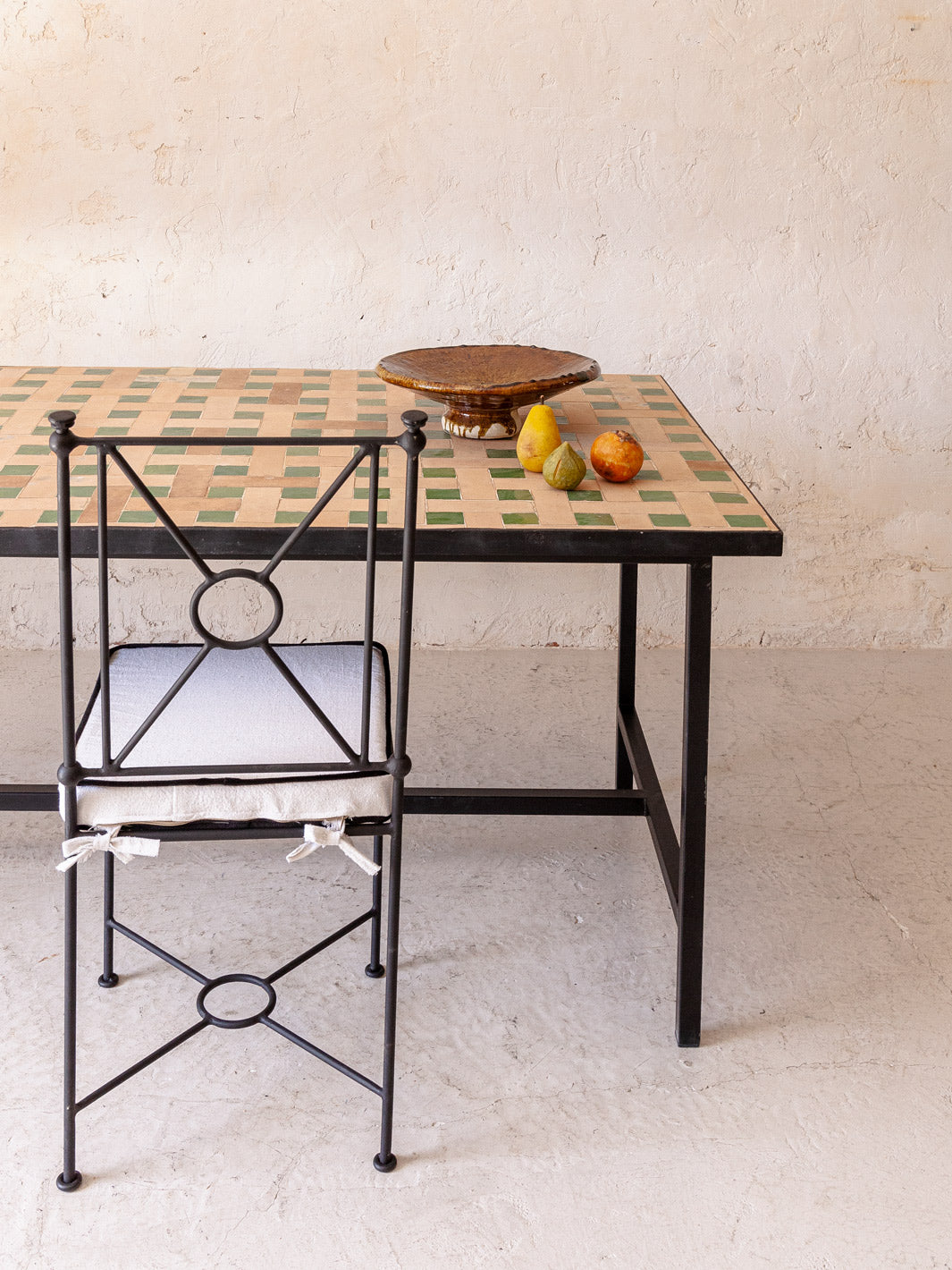 Zellige terracotta and green dining table 200x90cm