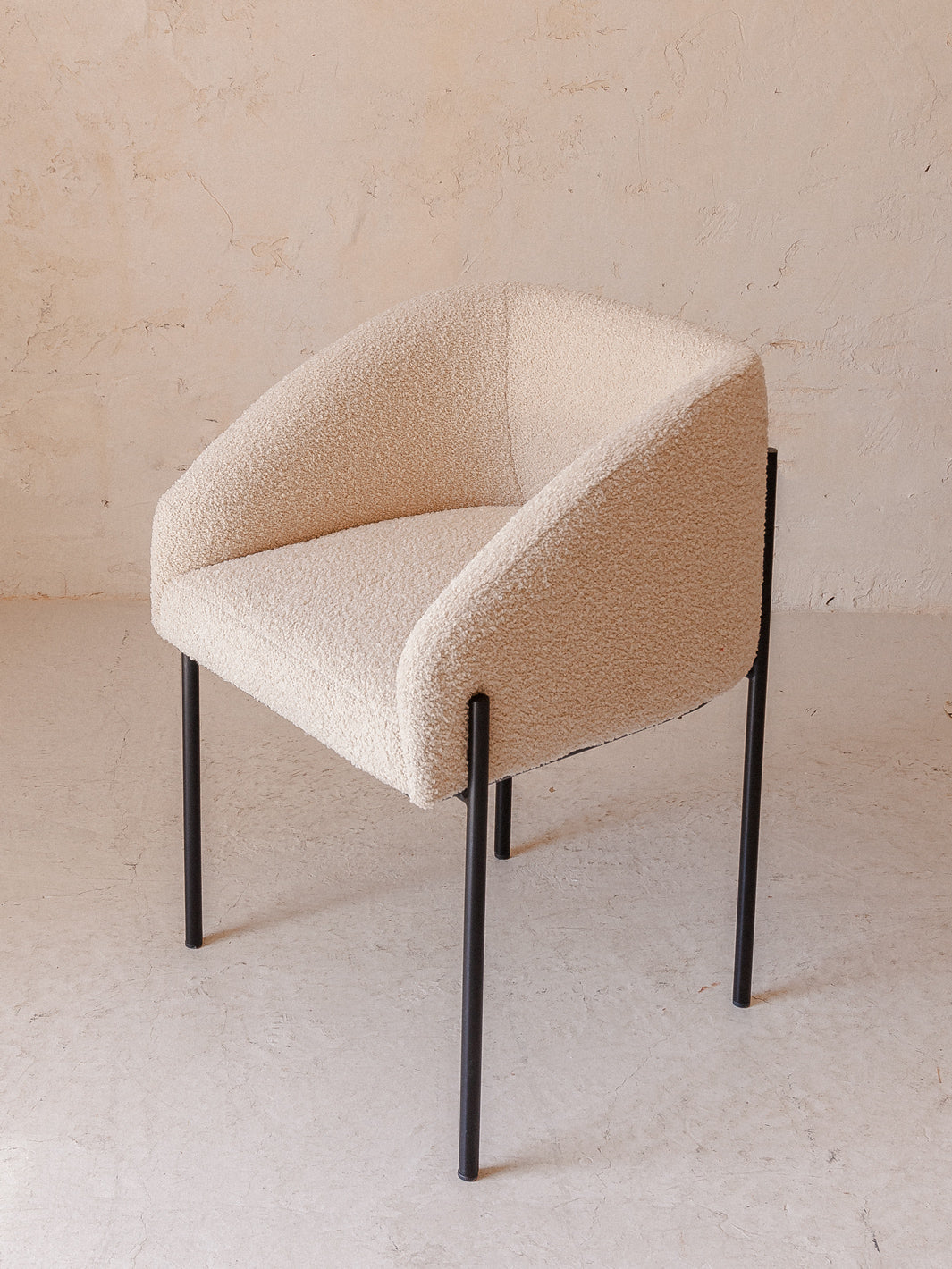 Karale chair in cream terry cloth.