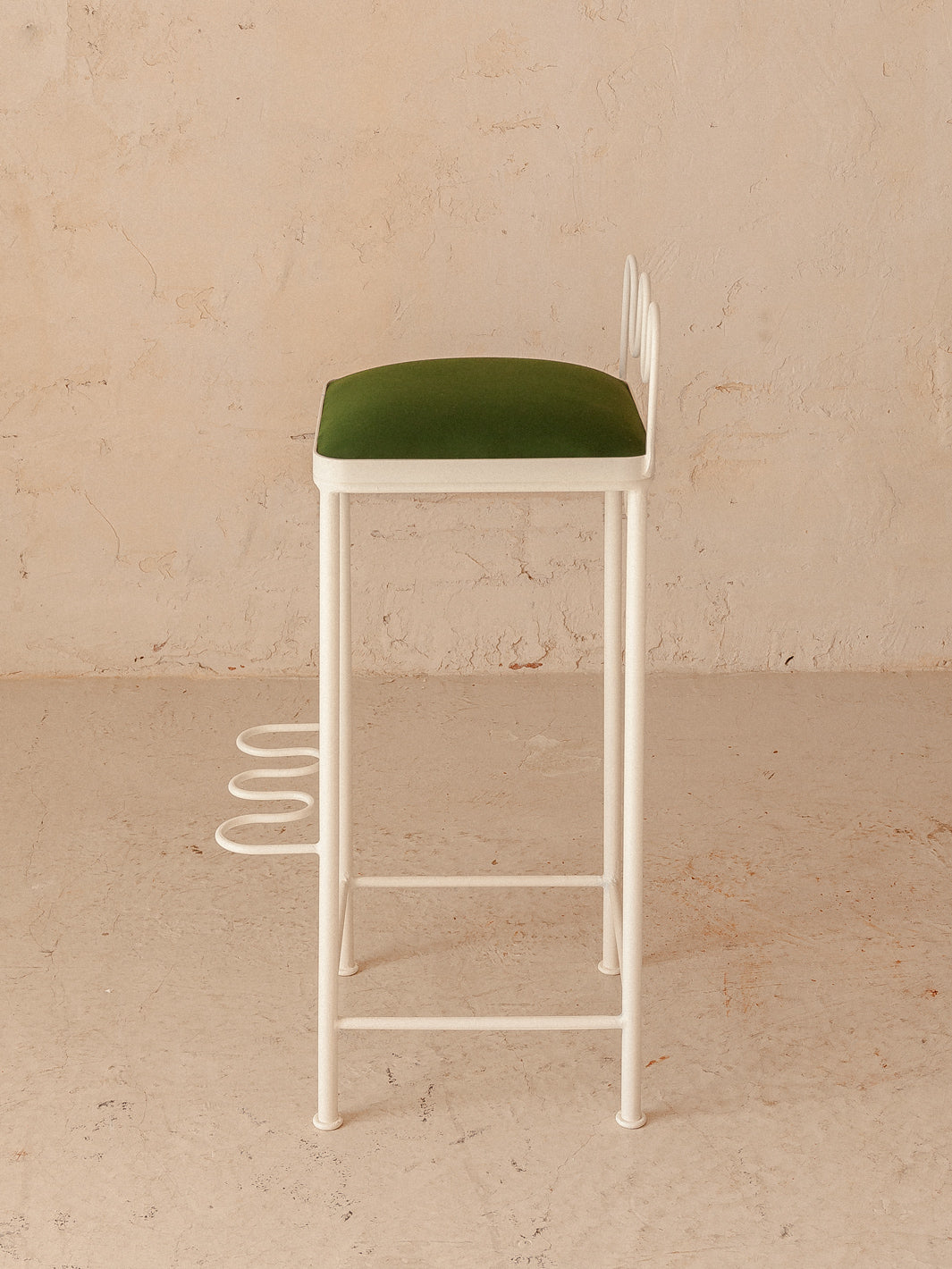 White and green festoon bar stool