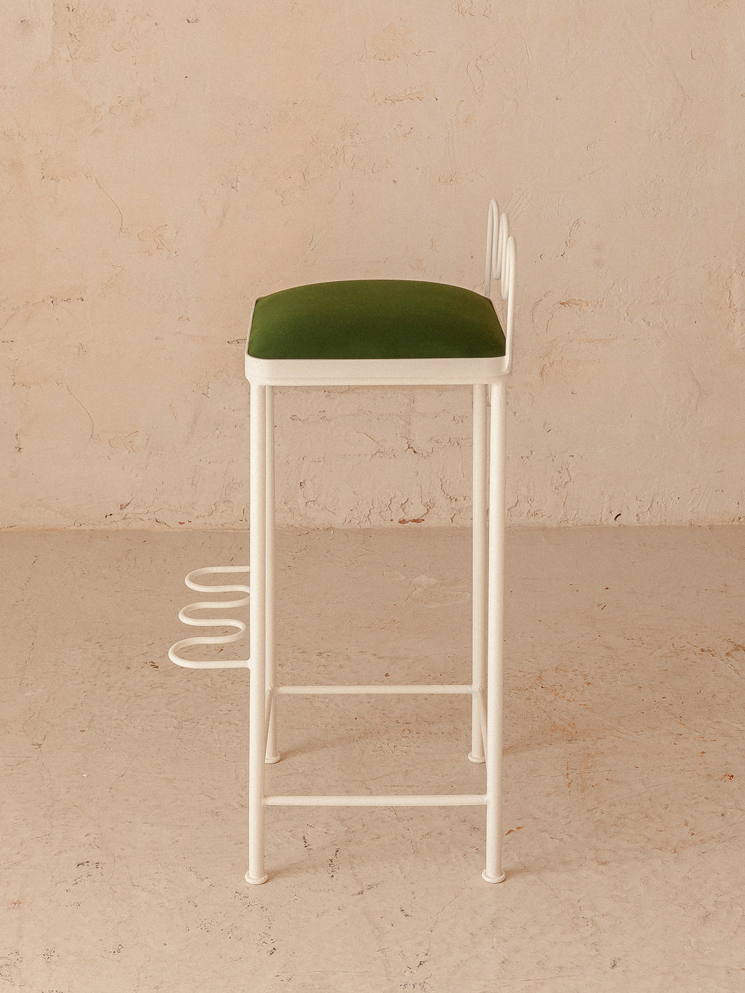 Tabouret de bar feston blanc et vert