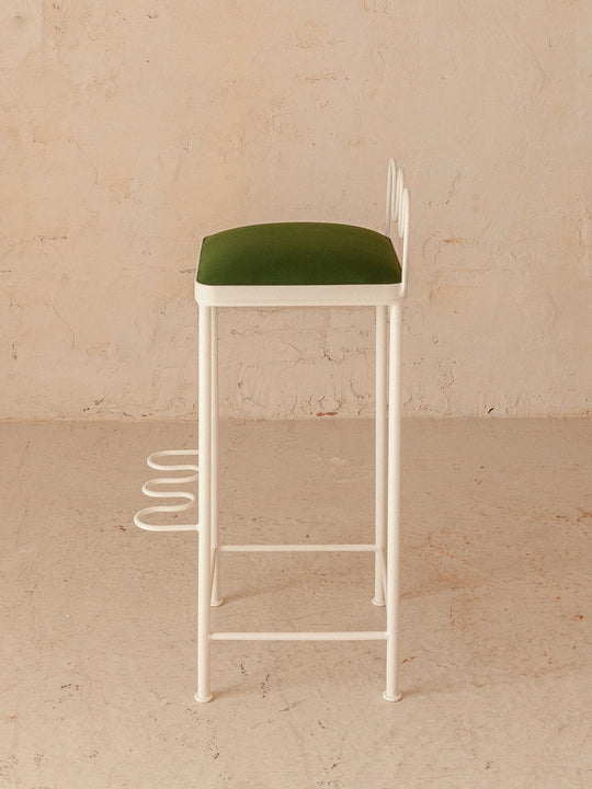 Tabouret de bar feston blanc et vert