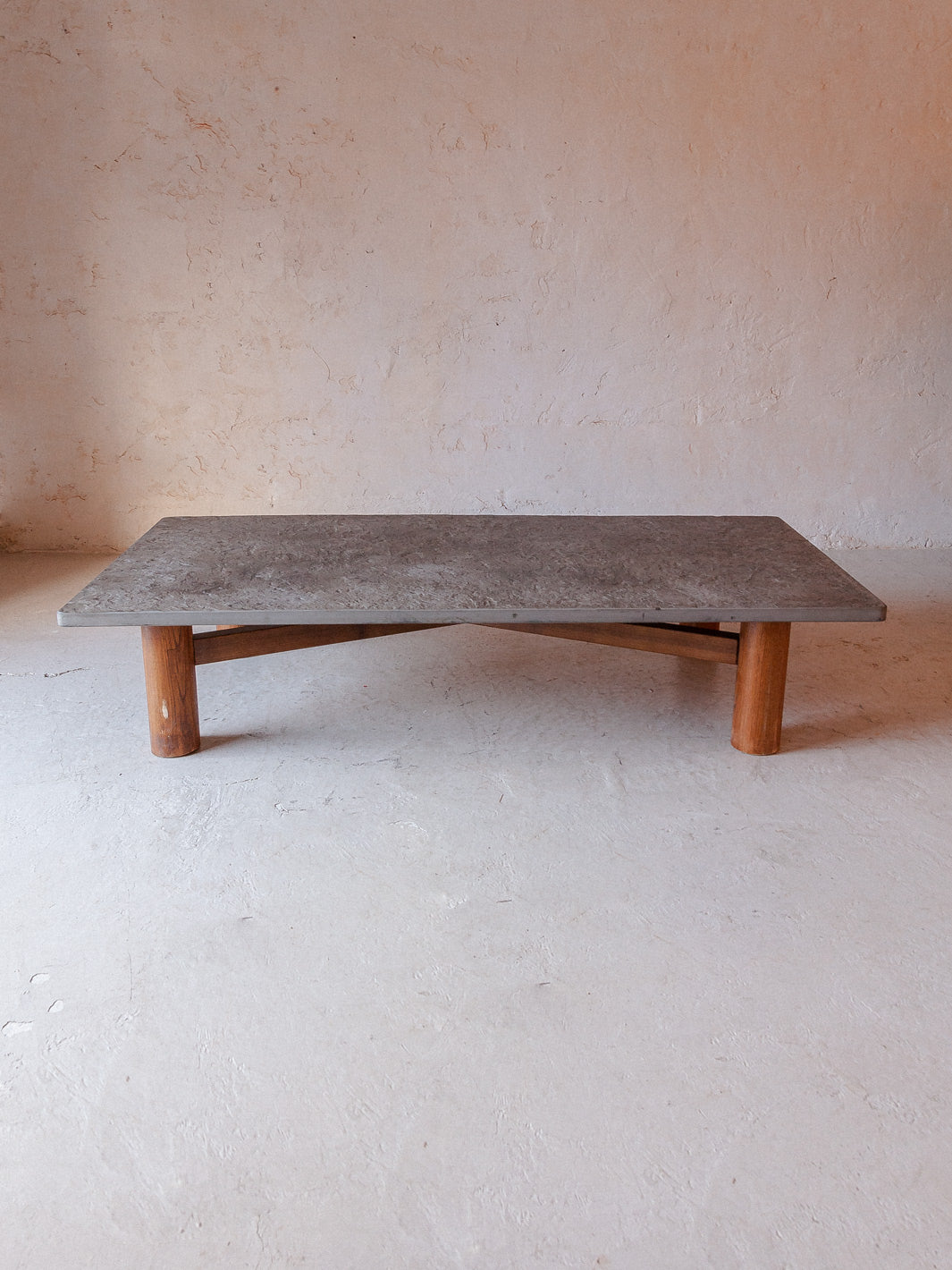 Swiss table in slate and chestnut from the 60s