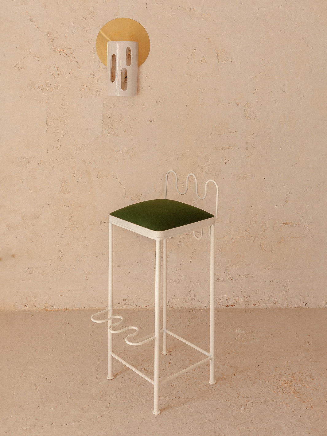 White and green festoon bar stool