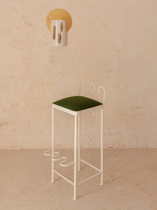 Tabouret de bar feston blanc et vert