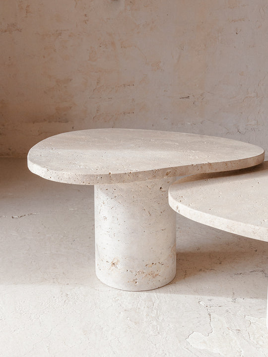 Organic travertine marble table Galet 40H Rue Vintage 74