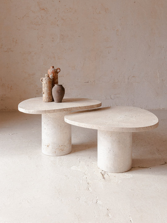 Organic travertine marble table Galet 40H Rue Vintage 74