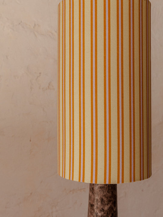 Mauve stoneware lamp with striped shade
