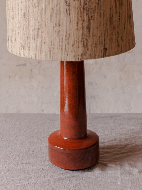 Red stoneware lamp with silk screen