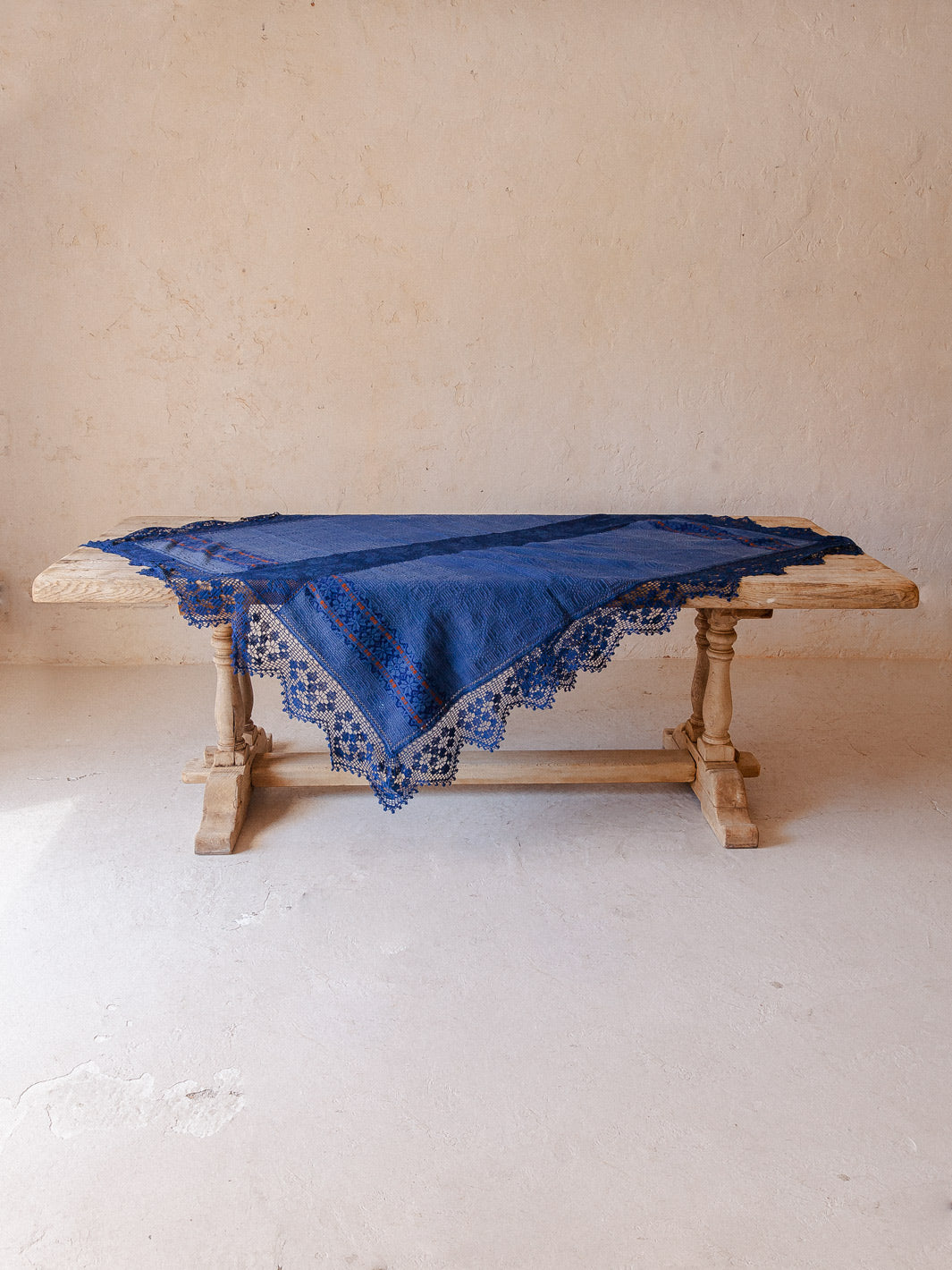 Hand-embroidered Hungarian hemp tablecloth