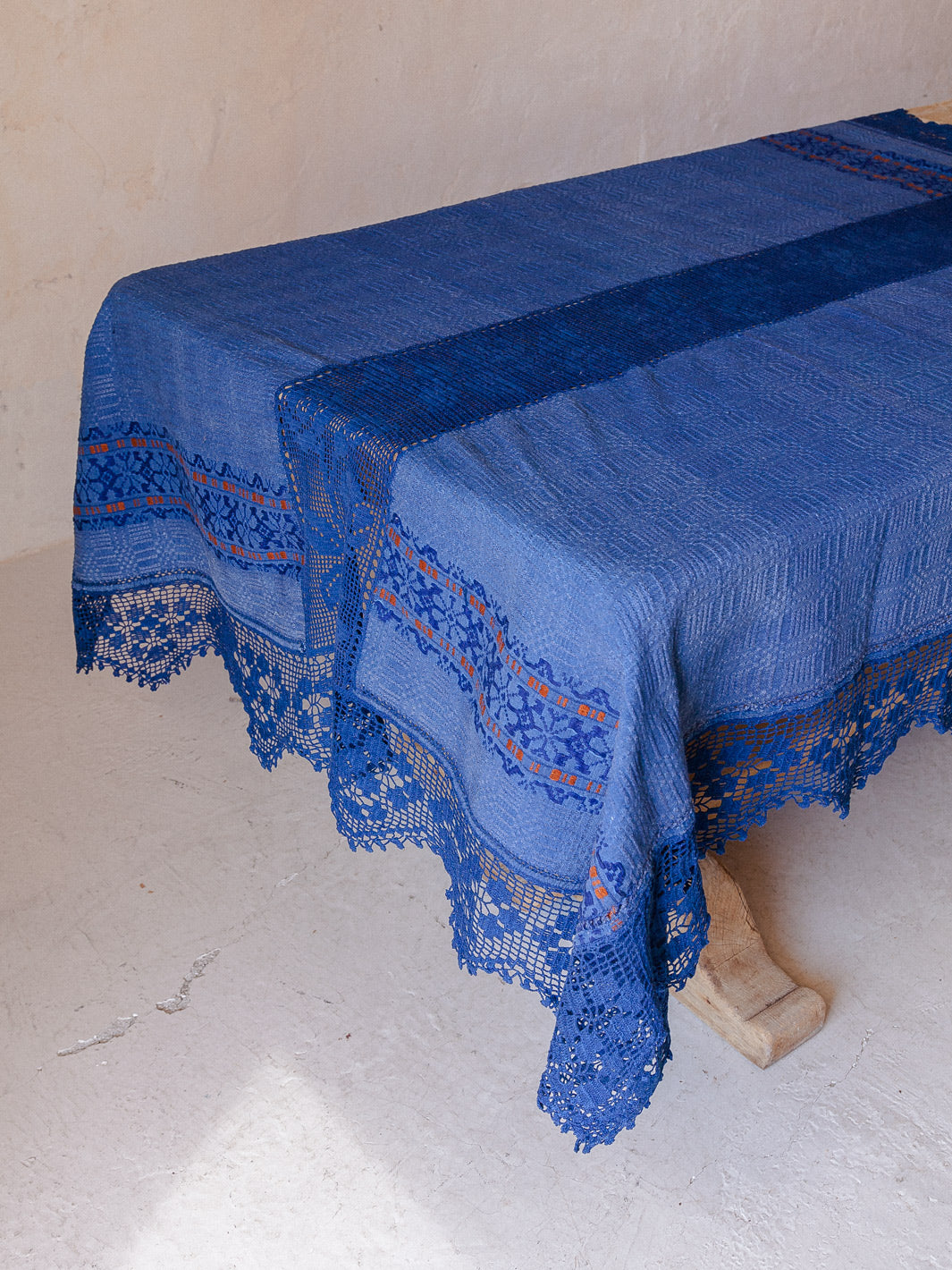 Hand-embroidered Hungarian hemp tablecloth