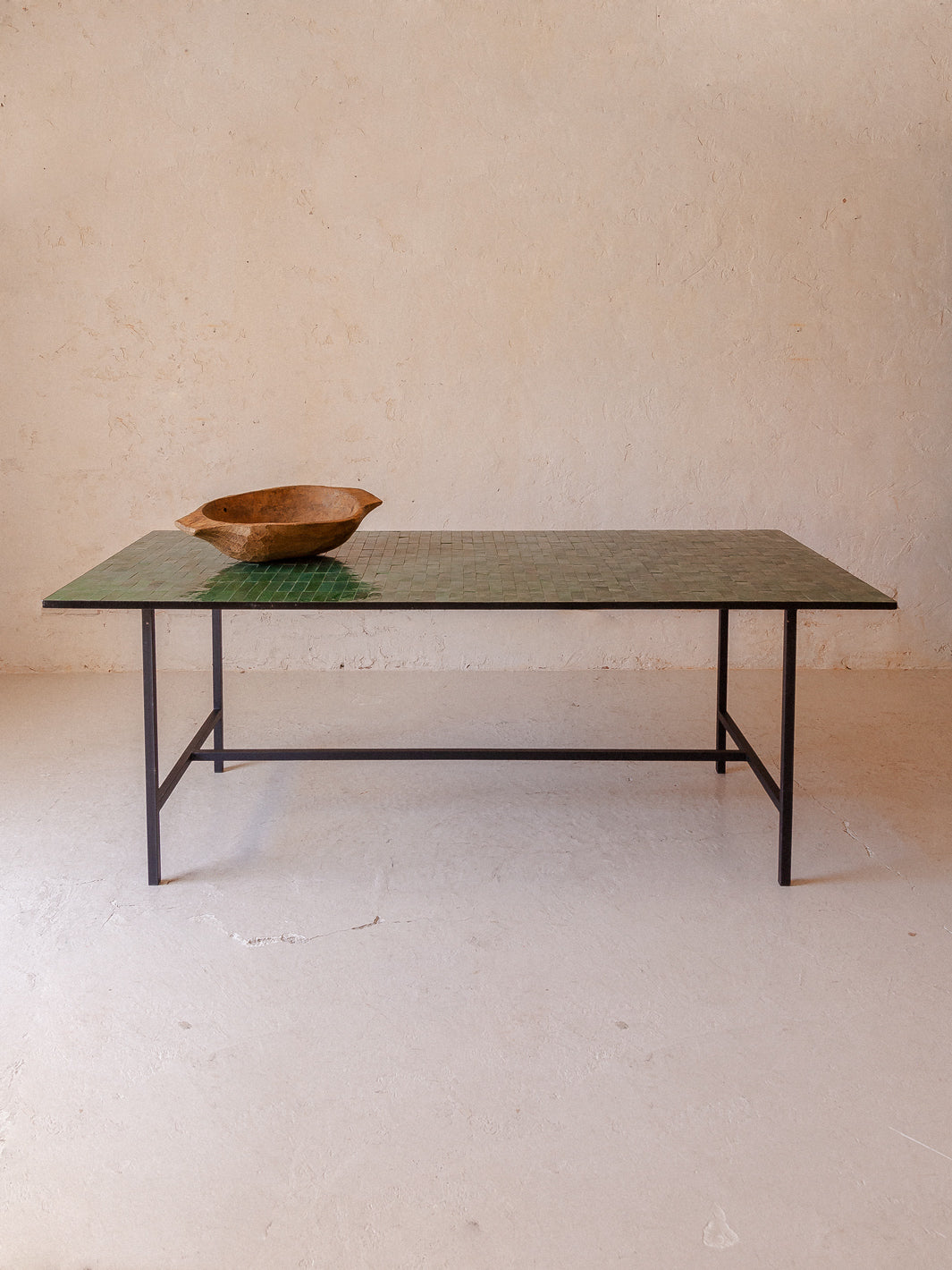Green Zellige dining table 220x100cm