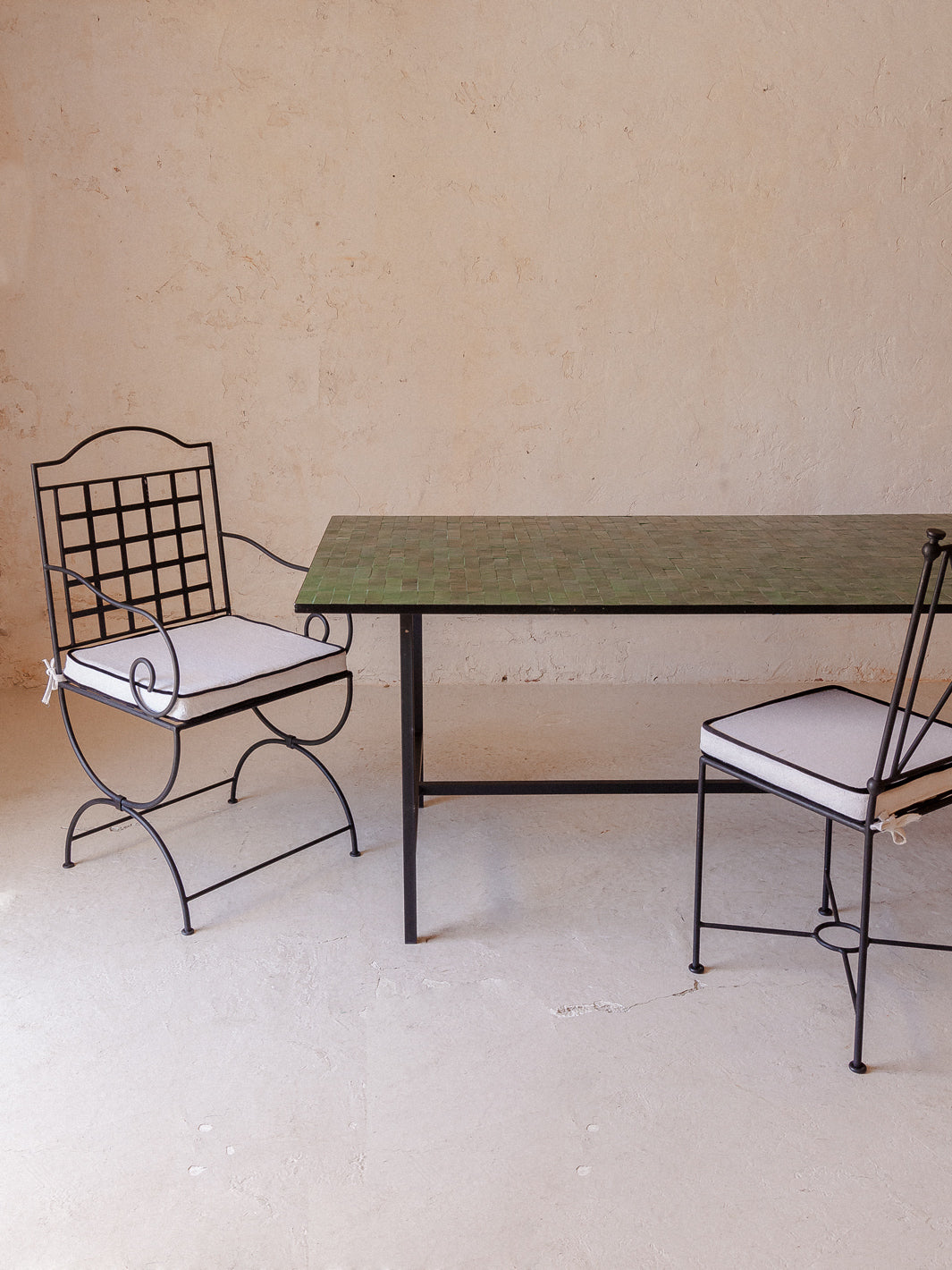 Zellige Minimal dining table forest green