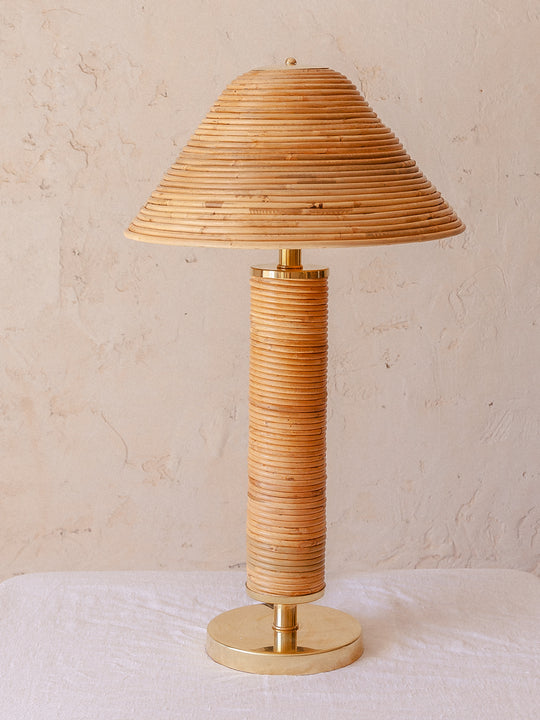 Lampe italienne en laiton et bambou faite à la main