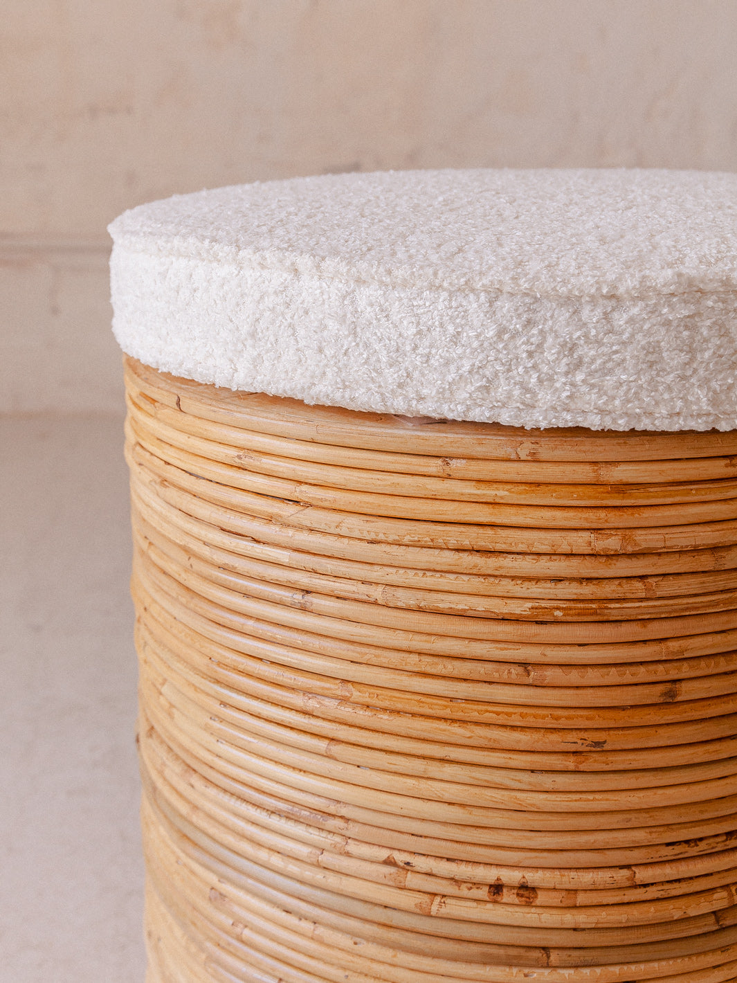 Handcrafted Italian Bamboo and Terry Pouf